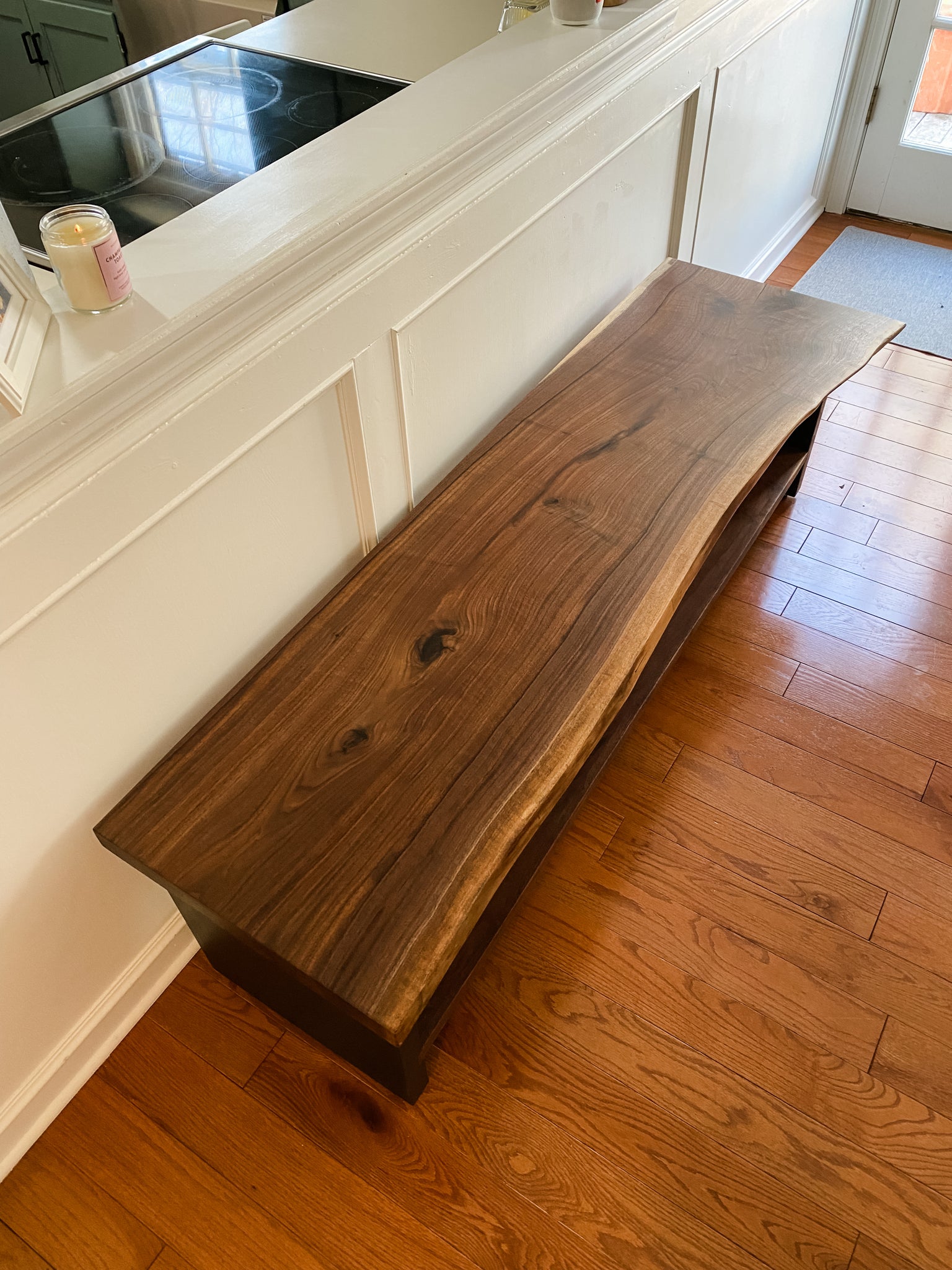 6 Foot Walnut Live Edge Wood Table On V Frame Legs